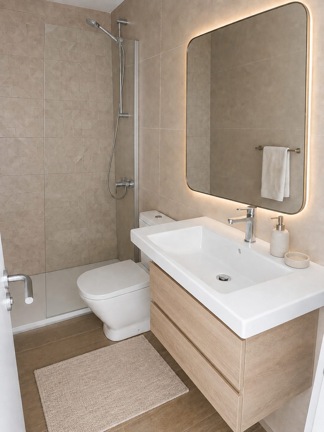 Baño del apartamento piloto, ambientación posible