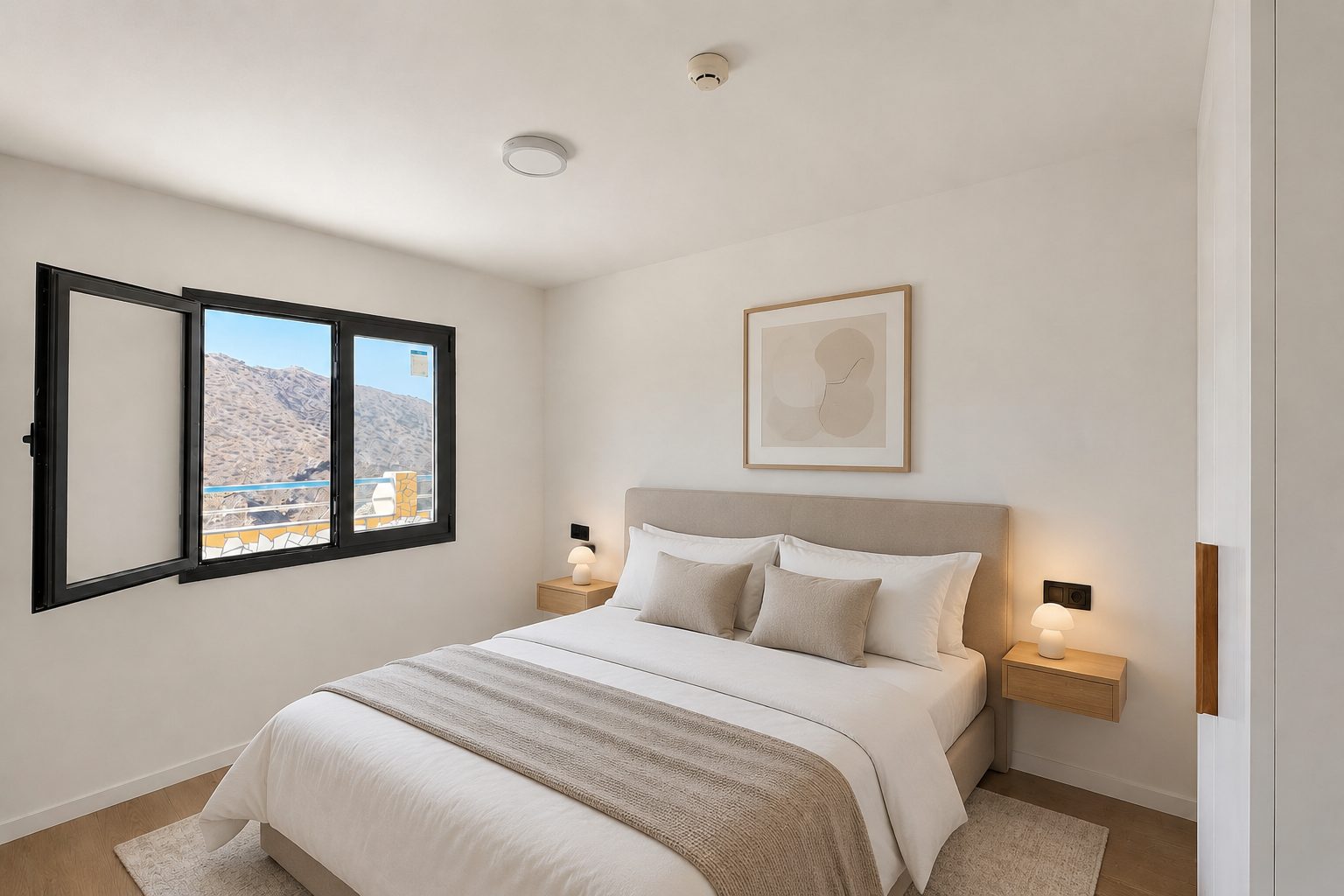 Dormitorio del apartamento piloto, ambientación posible